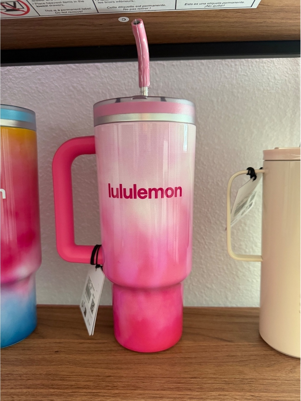 Lululemon Candy Cloud Insulated Tumbler 40oz Pink Ombre with Straw SOLD OUT NWT